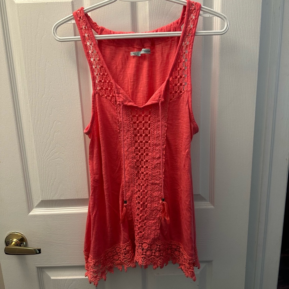 Maurices Coral Lace Trim Tank Top